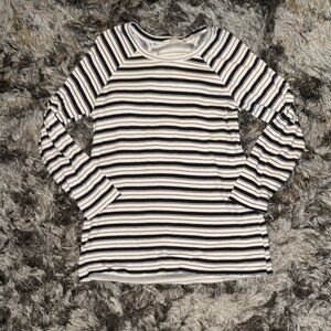 Obey Navy and White Striped Long Sleeve Tee
